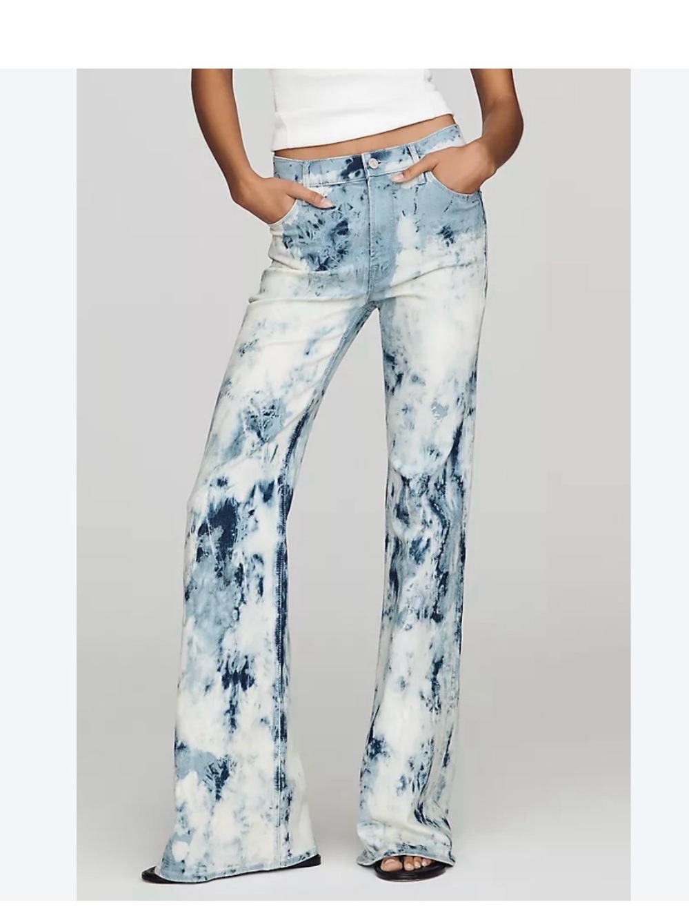 MOTHER The Doozy high waisted flare in acid bleach washed laundry days size 28